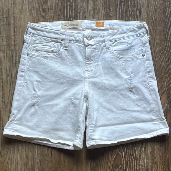 NWT Pilcro The Letterpress Stet 5 Pocket Fit Shorts 28 White Roll Cuff Stretch - Picture 2 of 10